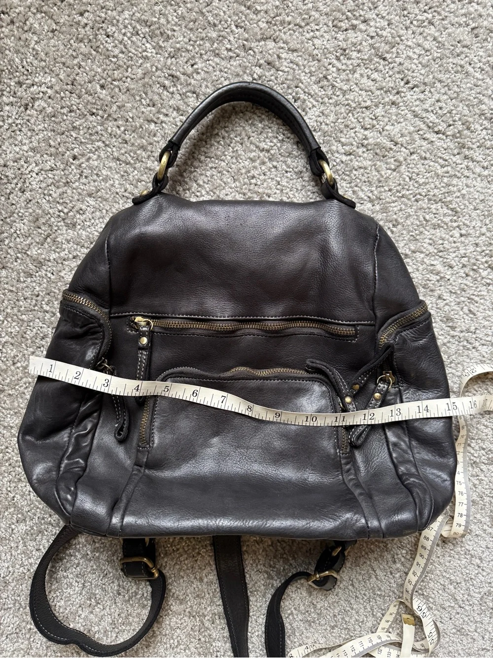 Lusher Black Italian Soft Leather Quest Backpack